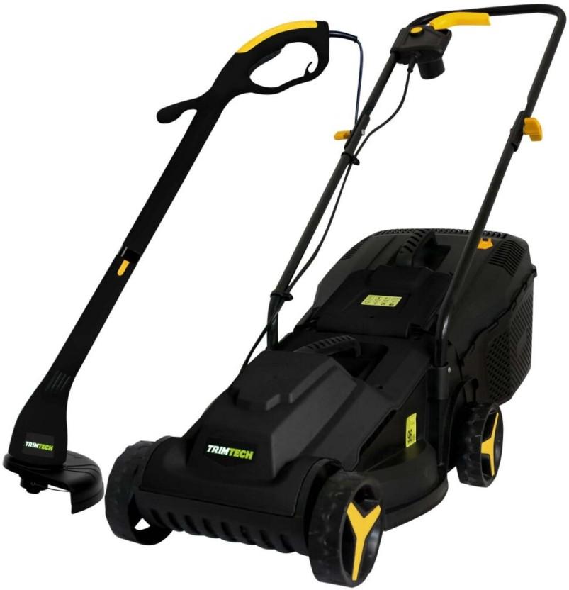 Trimtech Mower And Trimmer Combo Battery & AC Adapter Rotary Push Lawn Mower (Black, Yellow)