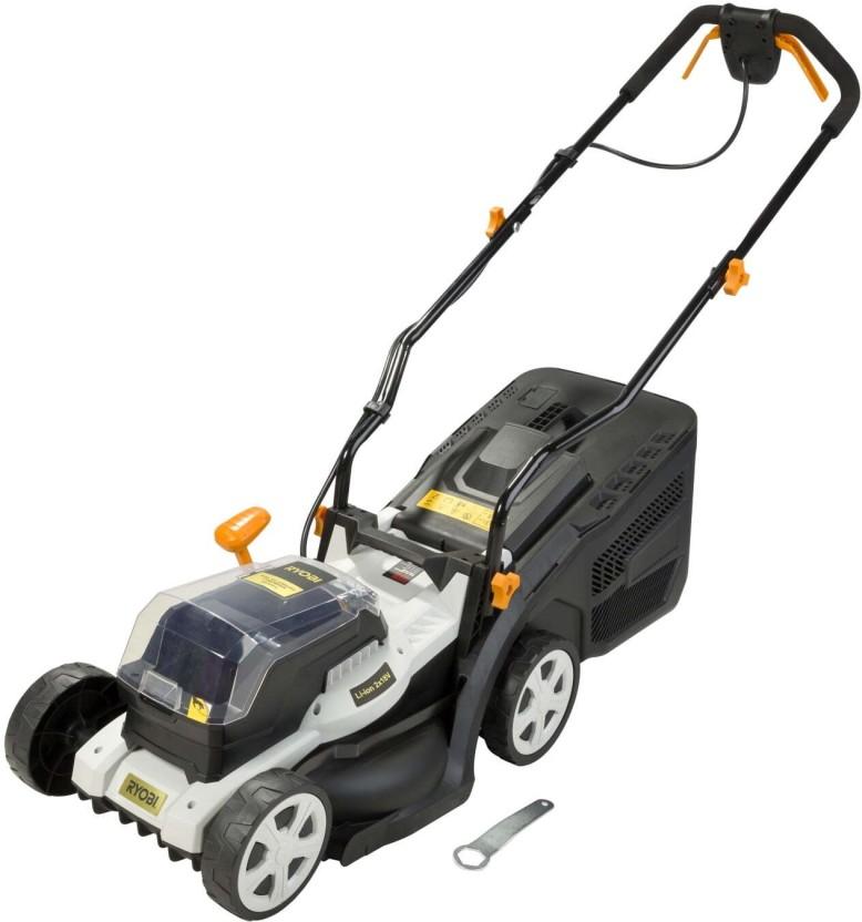 Ryobi Li-ion Cordless Battery & AC Adapter Rotary Push Lawn Mower (Black, White)