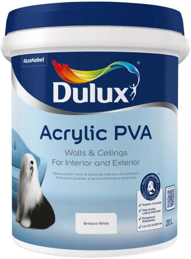 Dulux Acrylic PVA Brilliant White Emulsion Wall Paint (20 L)