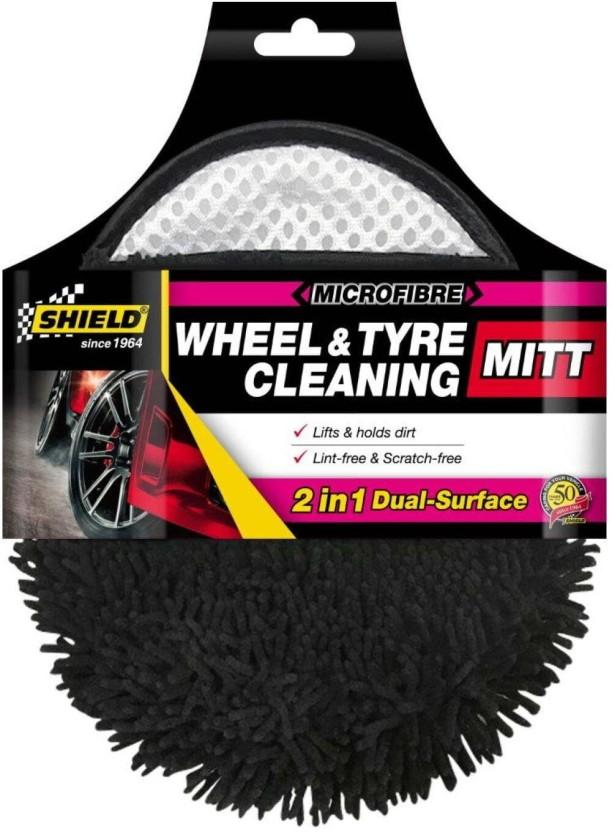 Shield Microfibre Wheel and Tyre Cleaning Mitt Foam Wheel Tire Cleaner (Pack of 1, 1 ml)