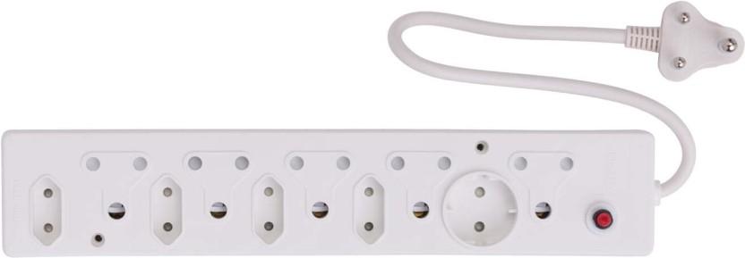 Selectrix Multi Plug 10  Socket Extension Boards (White, 0.5 m)