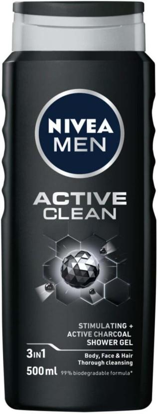 Nivea Men Active Clean Shower Gel Body Wash (12 x 500 ml)