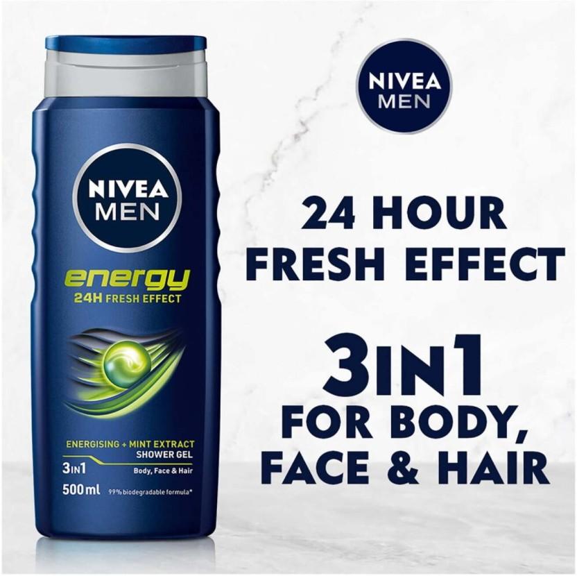 Nivea Shower Gel Energy For Men Body Wash (12 x 500 ml)