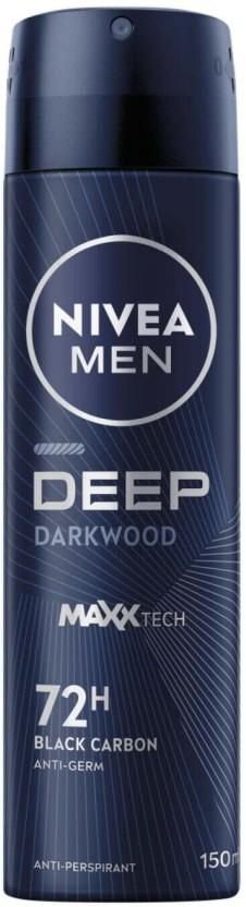 Nivea Deep Black Carbon Dark Wood Deodorant Spray  -  For Men (150 ml)