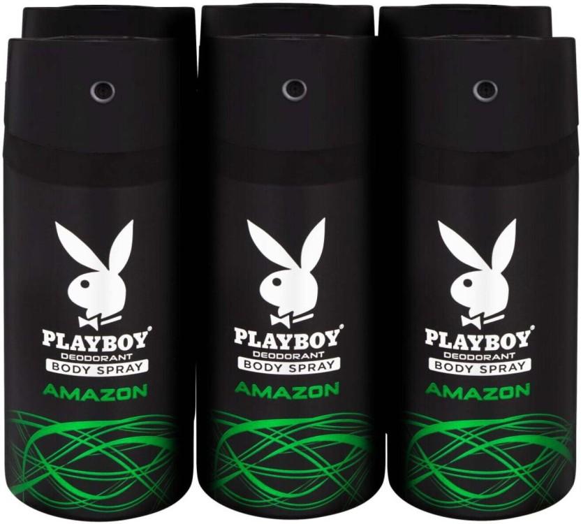 Playboy Amazon Deodorant Spray  -  For Men (900 ml, Pack of 6)