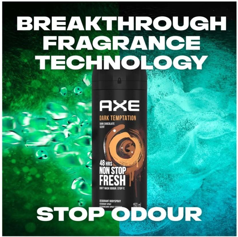 Axe Dark Temptation Dark Chocolate Non Stop Fresh Deodorant Spray  -  For Men (150 ml)
