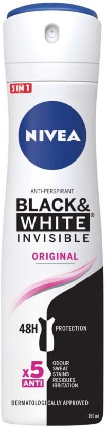 Nivea ANTIPERSPIRANT Black & White Deodorant Spray  -  For Women (150 ml, Pack of 6)