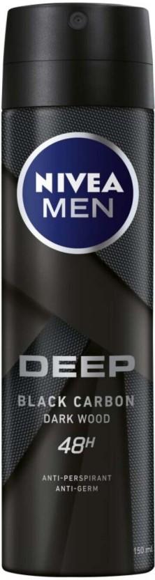 Nivea Deep Black Carbon Dark Wood Deodorant Spray  -  For Men (150 ml, Pack of 6)