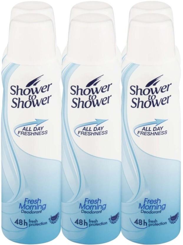 Shower To Shower Fresh Morning Deodorant Spray  -  For Women (150 ml, Pack of 6)