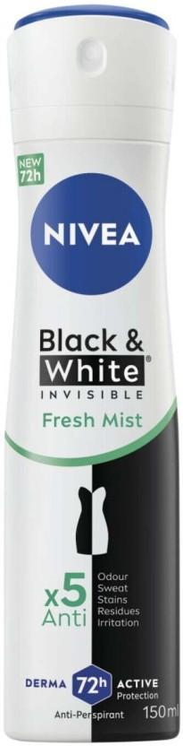Nivea Antiperspirant Black & White Invisible Fresh Mint Deodorant Spray  -  For Women (150 ml)