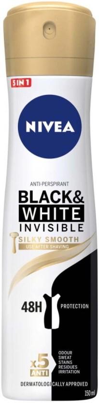 Nivea ANTIPERSPIRANT Black and White Invisible Deodorant Spray  -  For Men (150 ml, Pack of 6)
