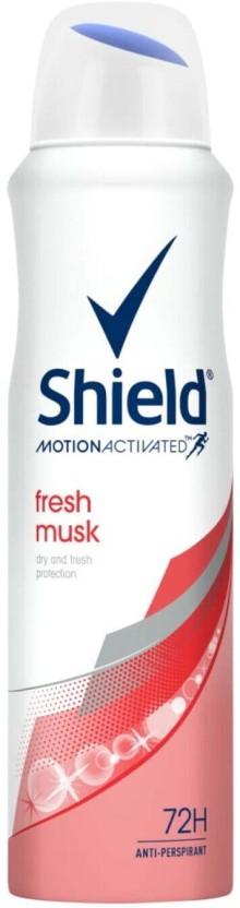 Shield Motion Activated Fresh Musk Deodorant Spray  -  For Women (900 ml, Pack of 6)