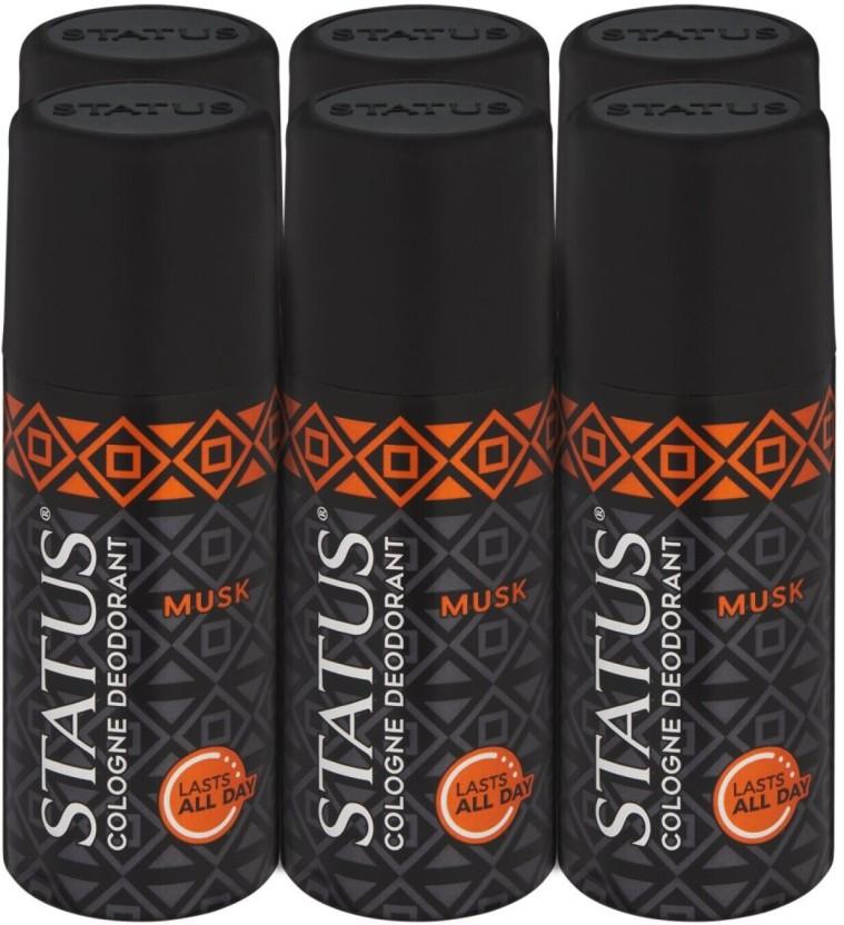Status Spiced Musk Deodorant Spray  -  For Men (130 ml, Pack of 6)