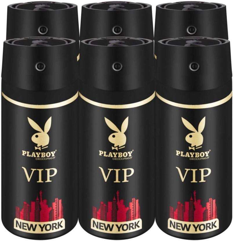 Playboy Vip New York Deodorant Spray  -  For Men (900 ml, Pack of 6)
