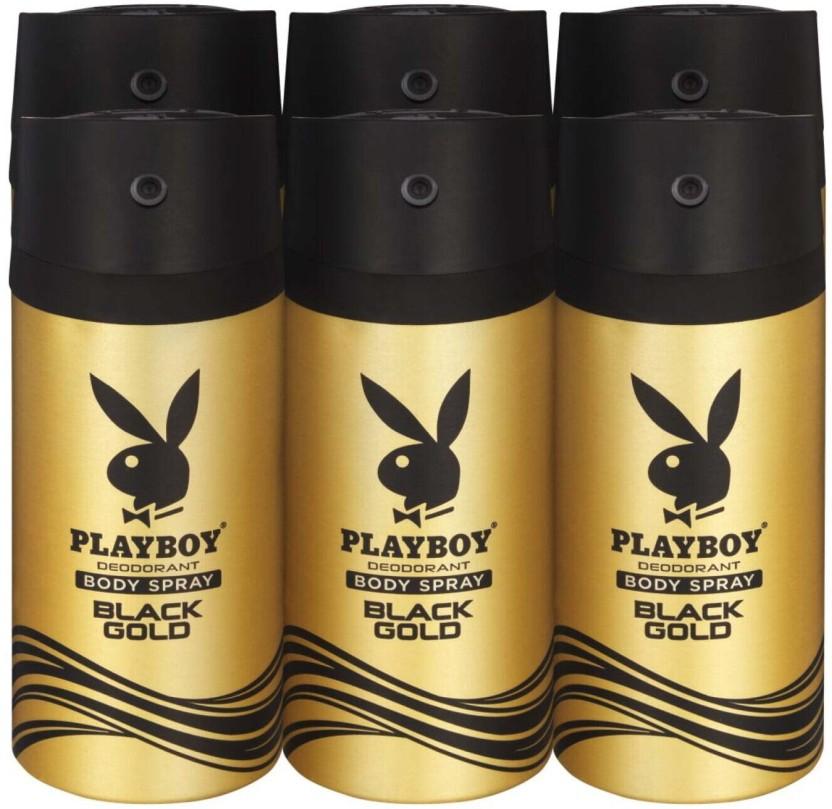 Playboy Black Gold Deodorant Spray  -  For Men (900 ml, Pack of 6)
