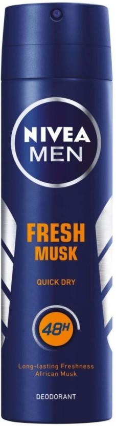Nivea Fresh Musk Quick Dry Deodorant Spray  -  For Men (150 ml, Pack of 6)