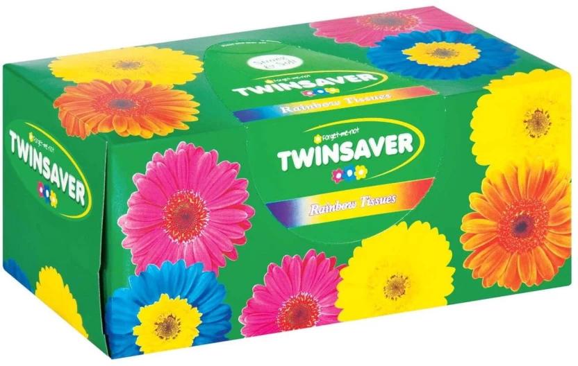 Twinsaver 2 Ply Rainbow Facial Dry Tissue (Pack of 180)