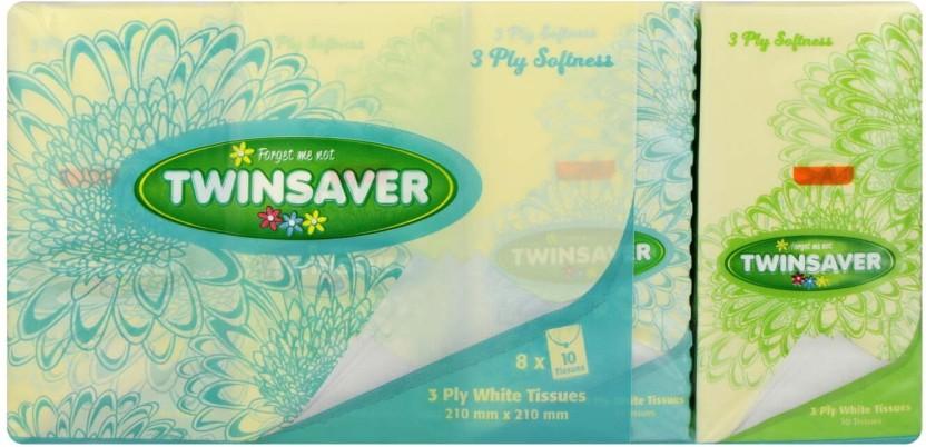 Twinsaver 3 Ply Facial Dry Tissue (Pack of 80)