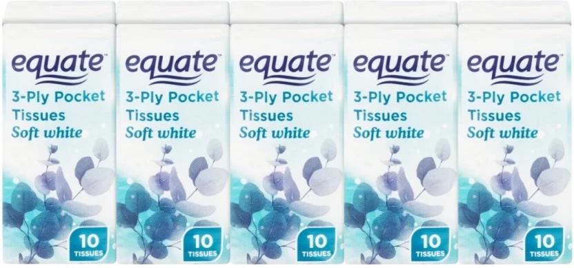 Equate 3 Ply Pocket Facial Dry Tissue (Pack of 100)