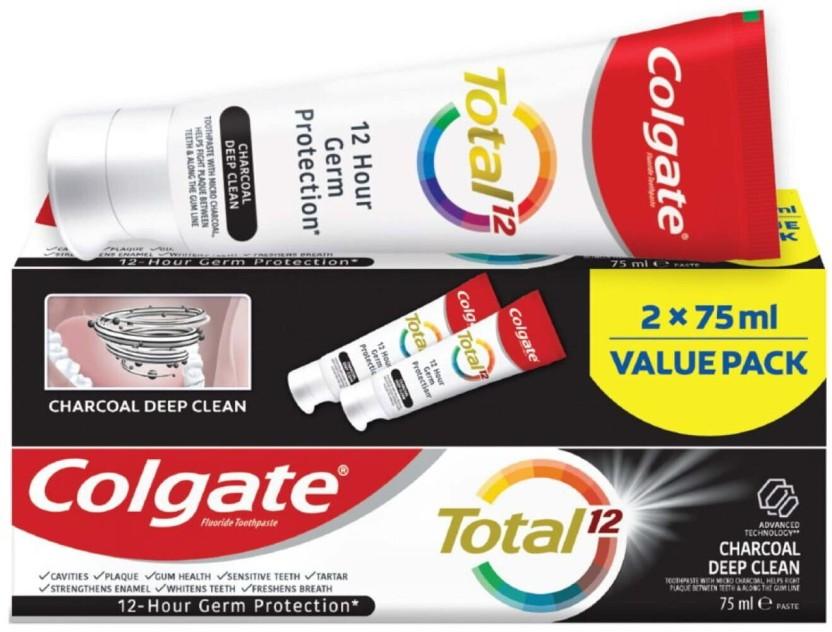 Colgate Total 12 Charcoal Deep Clean Toothpaste (75 ml, Pack of 2)