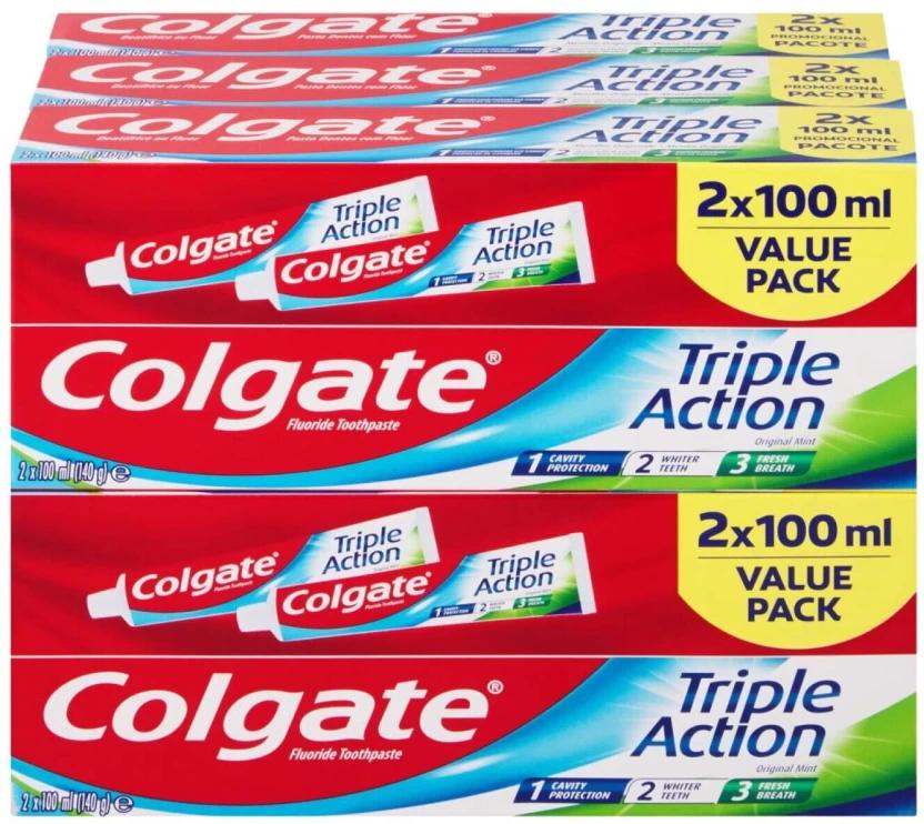 Colgate Triple Action Original Mint Toothpaste (100 ml, Pack of 6)