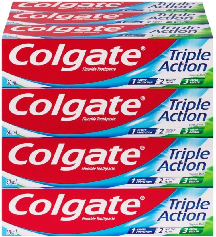 Colgate Triple Action Original Mint Toothpaste (50 ml, Pack of 12)