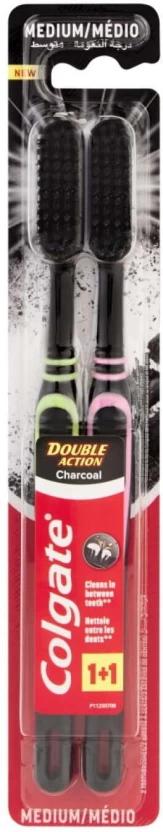 Colgate Double Action Charcoal Medium Toothbrush (2 Toothbrushes)