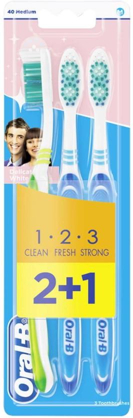 ORAL-B 123 Delicate White, 40 Medium Medium Toothbrush (6 Toothbrushes)