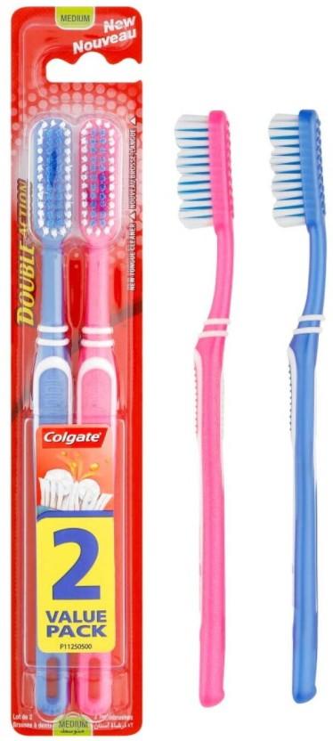 Colgate Double Action, Medium Twin Pack Soft Toothbrush (12 Toothbrushes)