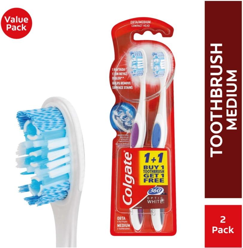 Colgate 360 Optic White Luminous Medium Toothbrush (12 Toothbrushes)