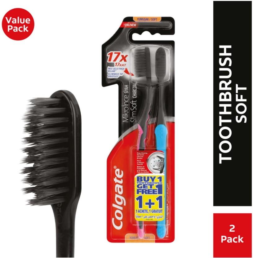 Colgate Adult Slim Soft Charcoal, Charcoal Soft Toothbrush (12 Toothbrushes)