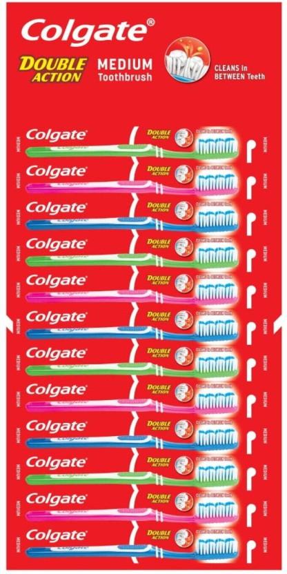 Colgate Double Action Hang Card Medium Toothbrush (12 Toothbrushes)