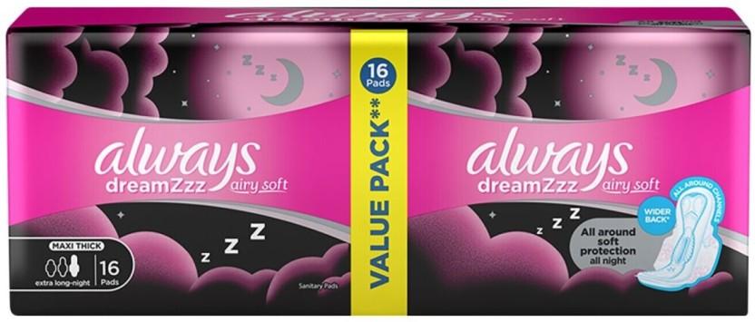 Always Dreamzzz Airy Soft Maxi Thick Sanitary Pad (Pack of 16)