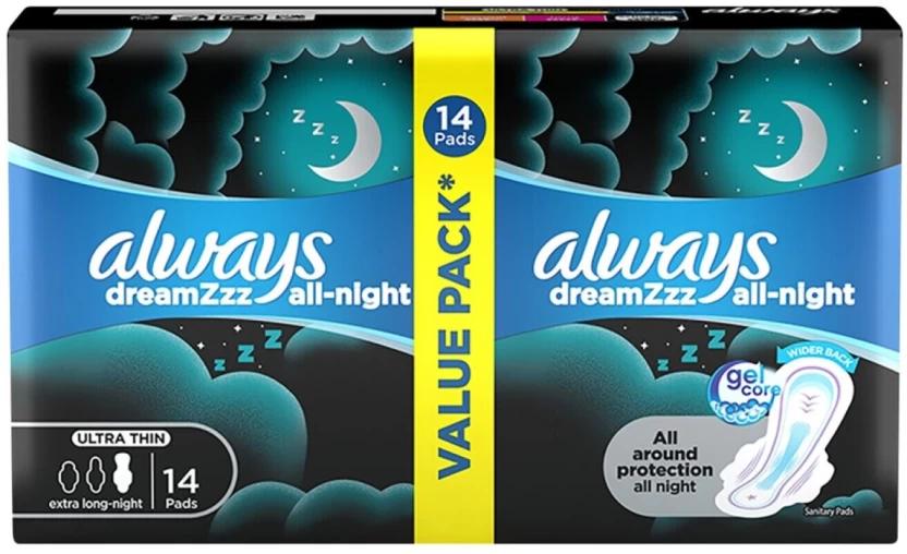 Always Dreamzzz All-Night Ultra Thin Extra Long Sanitary Pad (Pack of 14)