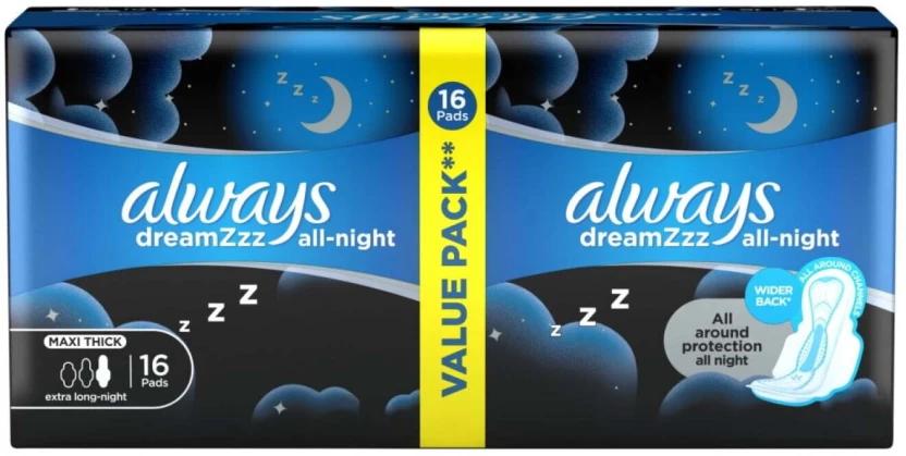 Always Maxi Duo Sanitart Pads | Night Sanitary Pad (Pack of 16)