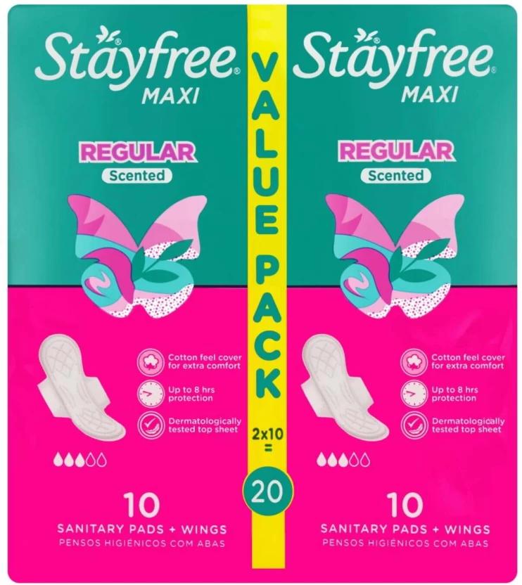 Stayfree Maxi Thick Pads | Scented Regular Wings Sanitary Pad (Pack of 20)