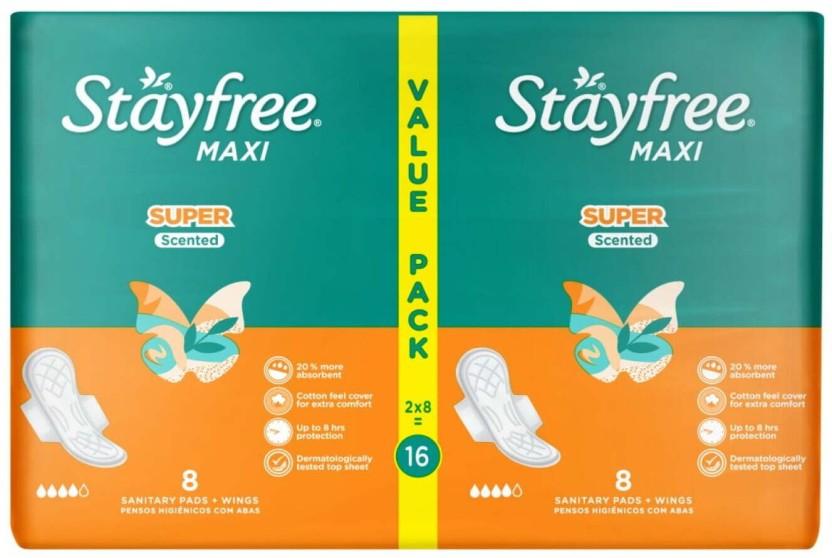 Stayfree Maxi Thick Super Wings | Scented Sanitary Pad (Pack of 16)
