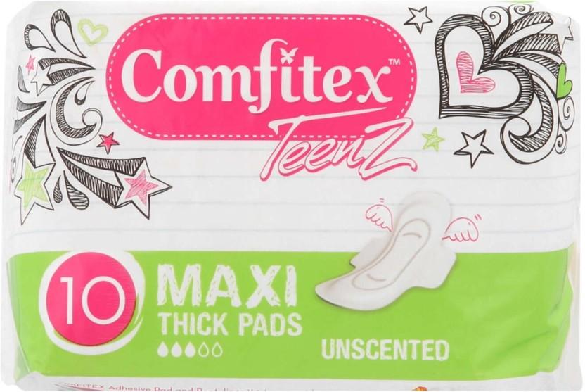 Comfitex Teenz Cotton Maxi Pads | Unscented Sanitary Pad (Pack of 10)