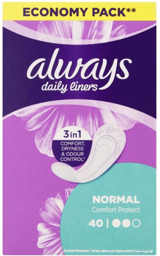 Always Panty Liners | Normal Unscented Pantyliner (Pack of 40)
