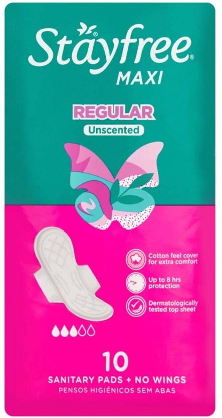 Stayfree Maxi Thick Sanitary Pads Unscented Wings Sanitary Pad (Pack of 10)