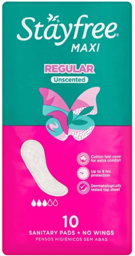 Stayfree Maxi Thick Sanitary Pads Unscented No Wings Sanitary Pad (Pack of 10)