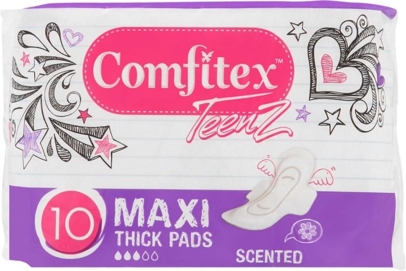 Comfitex Teenz Cotton Maxi Pads | Scented Sanitary Pad (Pack of 10)