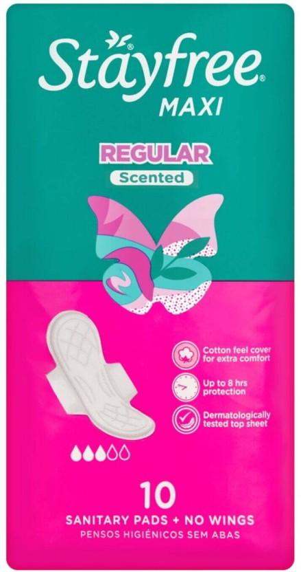 Stayfree Maxi Thick Sanitary Pads Scented Wings Sanitary Pad (Pack of 10)