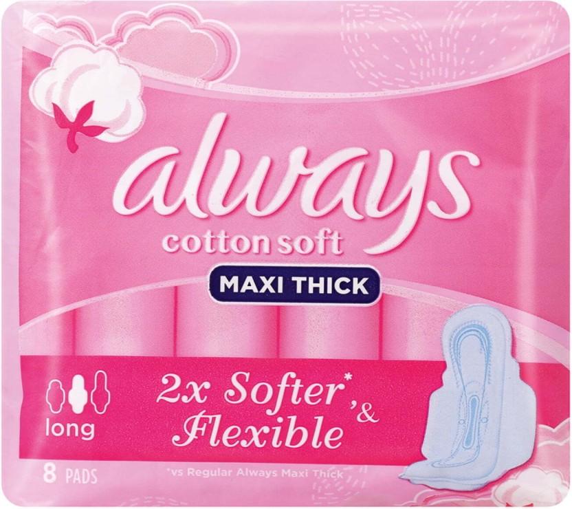 Always Cotton Soft Maxi Thick 2X Softer & Flexible Sanitary Pad (Pack of 8)