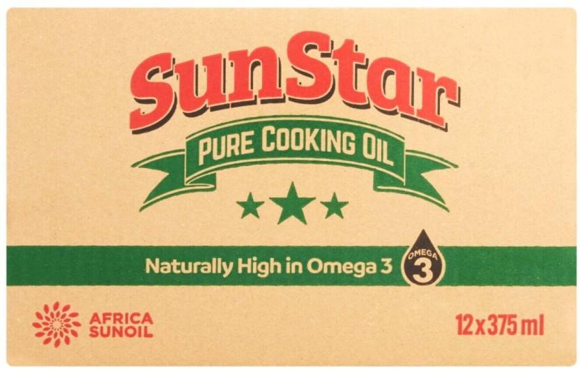 SunStar Pure Cooking Vegetable Oil Plastic Bottle (12 x 375 ml)