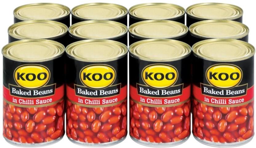 Koo Baked Beans in Chilli Sauce Beans (420 g, Pack of 12)