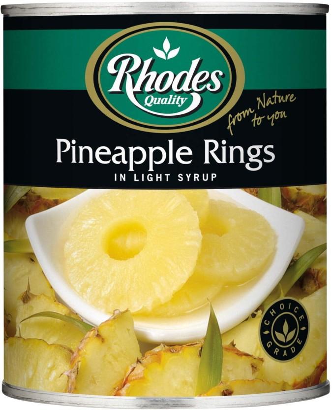 Rhodes Pineapple Rings in Light Syrup Fruits (825 g)