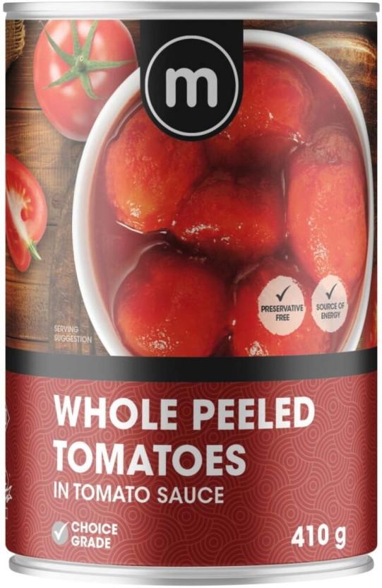 M Whole Peeled Tomatoes Vegetables (410 g, Pack of 6)