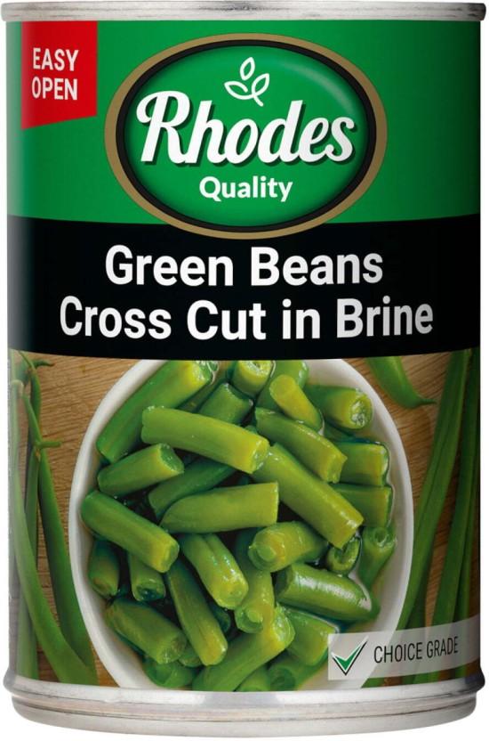 Rhodes Green Beans Cross Cut in Brine Vegetables (410 g, Pack of 12)