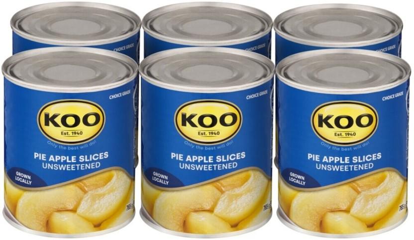 Koo Pie Apple Slices Unsweetened Fruits (765 g, Pack of 6)